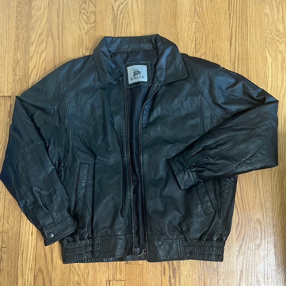 Burks bay lamb leather classic bomber jacket